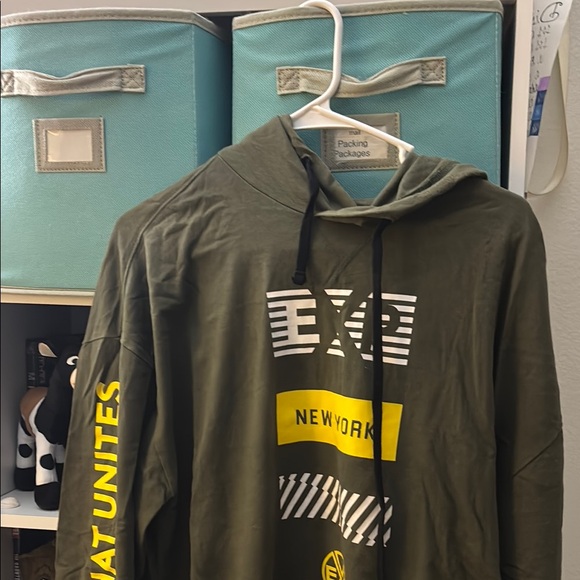 Olive Green Graphic Hoodie with Yellow Accents - Picture 2 of 3